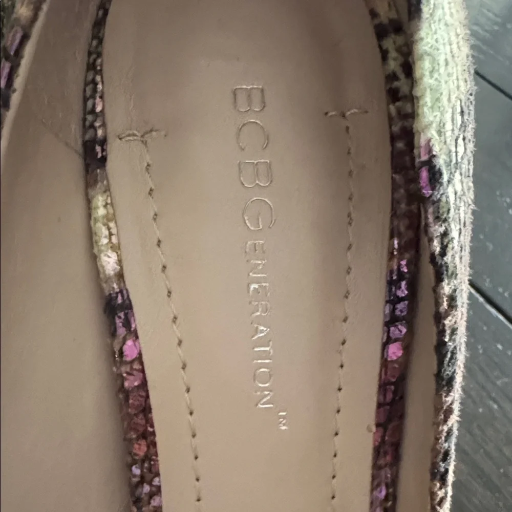 BCBGeneration Treasure stiletto pumps in multi-color snakeskin print Size 7.5